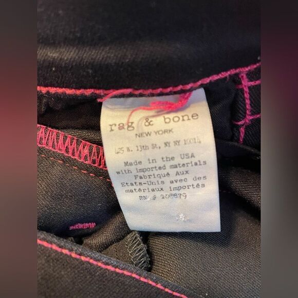 Rag & Bone black skinny jeans pink stitching  28 - Picture 6 of 8